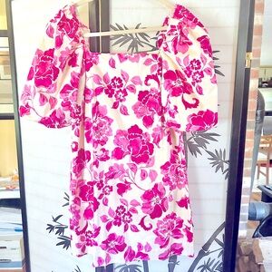 Mango Puff Sleeve Floral Dress
